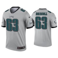 Men Philadelphia Eagles #63 Jack Driscoll Silver Inverted Legend Jersey Men Philadelphia Eagles #63 Jack Driscoll Silver Inverted Legend Jersey