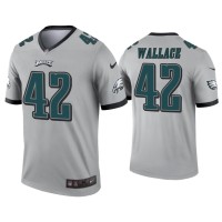 Men Philadelphia Eagles #42 K'Von Wallace Silver Inverted Legend Jersey Men Philadelphia Eagles #42 K'Von Wallace Silver Inverted Legend Jersey