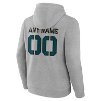 Philadelphia Eagles Personalized Name & Number Evanston Stencil Pullover Hoodie - Gray